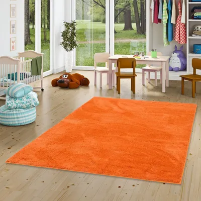 Produktbild von Super Soft Kinder Hochflor Teppich Silky Kids Orange, Größe:160x230 cm