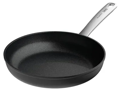 Produktbild von BergHOFF Leo Bratpfanne, 24 cm, rund, antihaft Keramikbeschichtung, 100% recyceltes Aluminium, induktionsgeeignet, schwarz, ohne Deckel