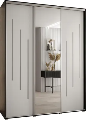 Produktbild von MEBLE KRYSPOL Davos 9 Schrank, drei Türen - 235,2x190x60 cm - Schwarz Weiß Silber
