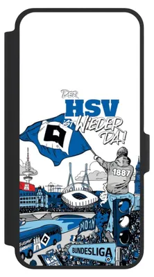 Produktbild von NIVOCASE Klapphülle für Samsung Galaxy A37 5G  Handyhülle aus Kunst Leder NIVOflip schwarz Aufstieg Hamburger SV Offizielles Lizenzprodukt