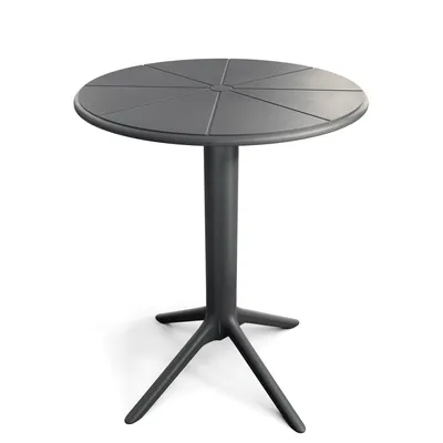 Produktbild von di volio Gartentisch DEGO - runder Outdoor Tisch für Balkon & Terrasse, Ø60 cm, wetterfest - schwarz