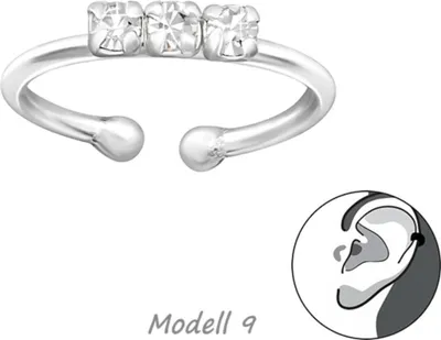 Produktbild von Ohrklemme Silber 925: Ear Cuff Ohrring ohne Loch / Ohrmanschette Modell 9
