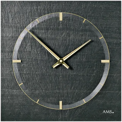 Produktbild von AMS 9516 Quarz-Wanduhr, schwarzer Naturschiefer