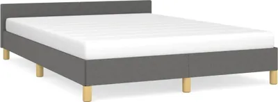 Image de vidaXL Cadre de lit sans matelas gris foncé 140x190 cm Tissu