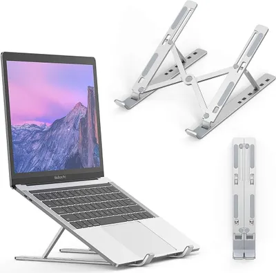 Produktbild von Belüfteter Laptopständer, zusammenklappbarer Laptopständer, einstellbarer Winkel 10-stufig, tragbarer Kühlcomputerständer, verstellbarer Ständer für PC/Tablet