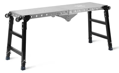 Image de Plateforme de travail pliante Eikuavons, dimensions 120x36 cm, montée sur roulettes, hauteur réglable de 60 à 90 cm, capacité de charge jusqu'à 500 kg