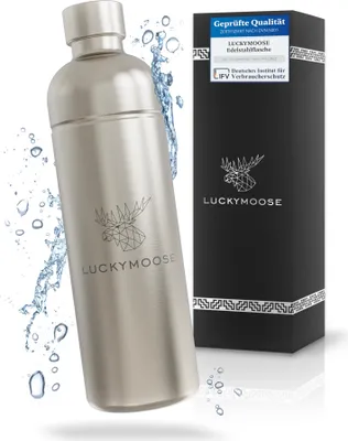 Produktbild von Luckymoose® Infinity Flasche 1,25L für Aarke Carbonator 3, Philips GoZero & Brita SodaOne Wassersprudler - Spülmaschinenfeste Edelstahlflasche