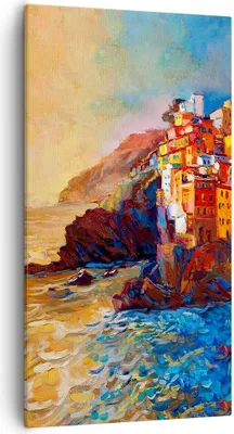 Produktbild von Bild auf Leinwand - Leinwandbild - Einteilig - Manarola Bunt Öl - 55x100cm - Wand Bild - Wanddeko - Wandbilder - Leinwanddruck - Bilder - Wanddekoration - Leinwand bilder - Wandbild - PA55x100-4164
