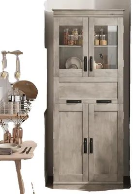 Image de Armoire de rangement, 4 portes, étagères réglables, gris
