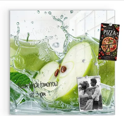 Produktbild von Magnettafel 30x30cm Pinnwand Whiteboard beschreibbar - Frische Äpfel Splash