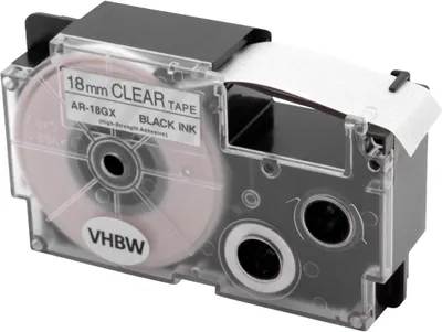 Produktbild von vhbw Schriftband-Kassette Ersatz für Casio XR-18GX für Etiketten-Drucker 5,5m x 18mm Schwarz auf Transparent