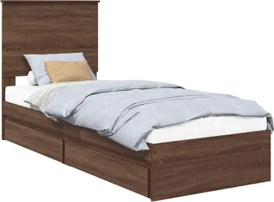 Obrázok produktu pre vidaXL Úložná posteľ hnedý dubový vzhľad 75 x 190 cm materiál na báze dreva