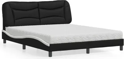 Immagine prodotto di Letto con materasso bianco e nero 160x200 cm in ecopelle