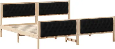Productafbeelding van vidaXL Bedframe, zwart, 200 x 200 cm, massief grenenhout