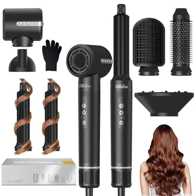 Immagine prodotto di Piastra per capelli - 1400 W - 7 in 1 - Con piastra arricciante automatica e spazzola rotonda