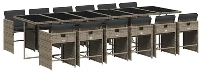 Image de vidaXL Ensemble de jardin 13 pièces avec coussins Gris Poly rotin