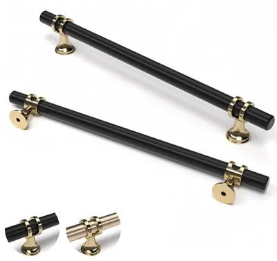 10er-Pack Schubladengriffe 192 mm, schwarz-gold, gebürstet satiniert