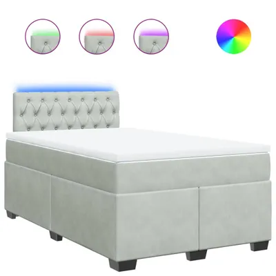 Produktbild von Boxspringbett mit Matratze Hellgrau 120x200 cm Samt