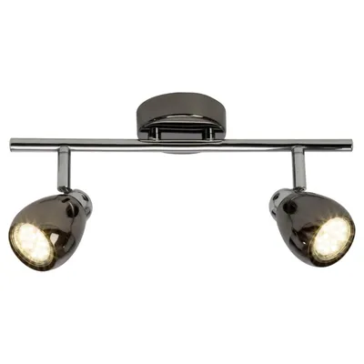 Produktbild von BRILLIANT LED Milano Spotrohr | moderner Deckenstrahler | 2-flammig | Metall | chrom/schwarz| schwenkbare Köpfe | 2x GU10 max 3 W