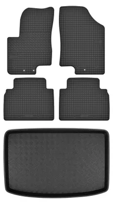 Zdjęcie produktu dla Dywaniki gumowe + mata bagażnika do Kia Venga 2010-2017 (hatchback, górny poziom podłogi) – czarne, dopasowane – Wielganizator