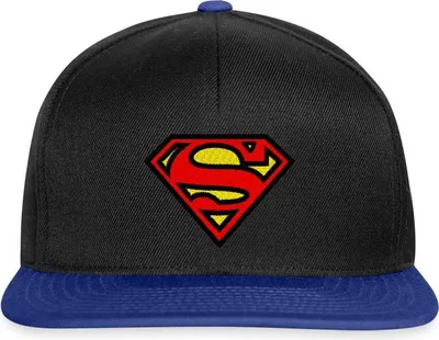 Produktbild von Spreadshirt Superman Logo S-Shield Stick Snapback Cap, One size, Schwarz/Königsblau
