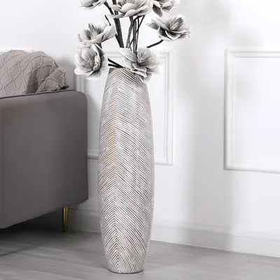 Produktbild von Leewadee Bodenvase 85 cm - Hohe Polyresin Deko für Pampasgras