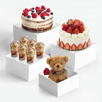 Obrázok produktu pre Stojan na veľké bufety, stojany na torty na svadby, biely akrylový stojan – pre catering, cupcakes a ďalšie