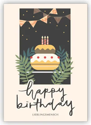 Produktbild von Elegante klassische Geburtstagskarte mit Torte: Happy Birthday Lieblingsmensch