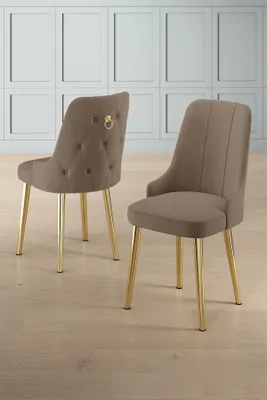 Produktbild von Skye Decor, Newa - Cappuccino, Gold, Stuhlset (2 Stück), Cappuccino, Rahmen: 100 % METALL, 46 x 94 x 46 cm