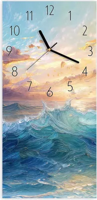 Produktbild von Wanduhr aus Glas mit Motiv Wellen und Himmel- 30 x 60 cm - inkl. Aufhängesystem