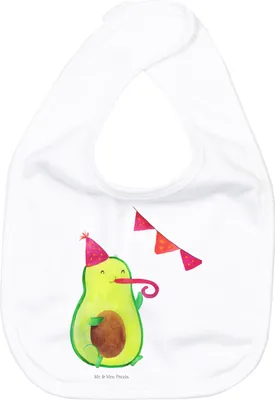 Produktbild von Mr. & Mrs. Panda Lätzchen Avocado Feier - Weiß - Geschenk, Schlabberlatz, Party, Gute Laune, Tröte, Sabberlätzchen, Geburtstag, Sabber, Für Babys, Babylätzchen