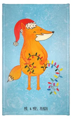 Produktbild von Mr. & Mrs. Panda Handtuch Fuchs Weihnachten - Eisblau - Geschenk, Weihnachtsmann, Klein, Mini-Handtuch, Heiligabend, Frotteetuch, Nikolaus, gästehandtuch, Winter