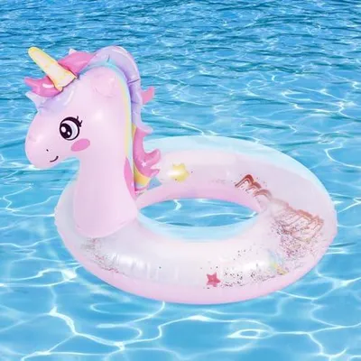 Produktbild von Aufblasbarer Schwimmring, Cartoon Wasserspielring, PVC Schwimmreifen Wassersport Schwimmringe für Kinder Sommer Schwimmbad Pool Strand Partyzubehör