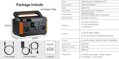 Zdjęcie produktu dla Stacja zasilania – Przenośna bateria – Mobilne źródło energii – Zasilanie zewnętrzne – Pojemność 520 Wh