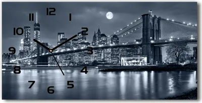 Produktbild von Wanduhr aus Glas – 60x30 cm - Glasbild - Glasuhr - Gehärtetes Glas - schwarze-zeiger - Manhattan New York