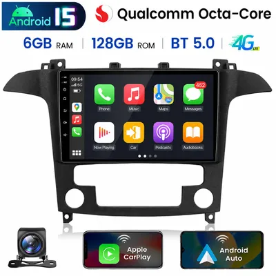 Zdjęcie produktu dla Radio samochodowe CarPlay Android Auto dla Ford S-Max (2007-2015) - wydajny ośmiordzeniowy procesor, 6+128 GB, GPS, Bluetooth, ekran dotykowy, Obraz wygenerowany przez AI