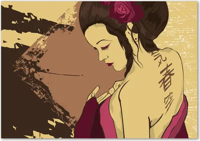 Produktbild von Tulup® Glas-Bild - 100 x 70 - Wandbild aus Glas - Wandkunst - Wandbild hinter gehärtetem Sicherheitsglas - Kunst: modern & klassisch - Geisha - Mehrfarbig
