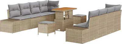 Immagine prodotto di Set divano da giardino vidaXL con cuscini, beige, 90 x 55 x 71 cm, rattan sintetico