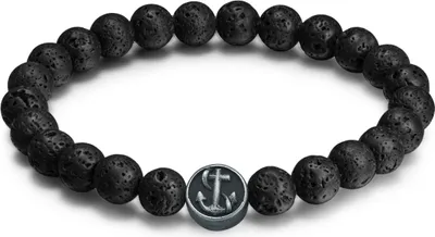 Produktbild von True Rebels Armband Anker Lava-Stein 21,0
