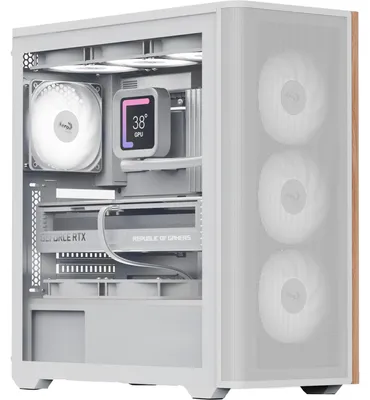 Produktbild von Aerocool D501A, Midi Tower, PC, Schwarz, Holz, ATX, micro ATX, Mini-ITX, Acrylnitril-Butadien-Styrol (ABS), SPCC, Holz, Gaming