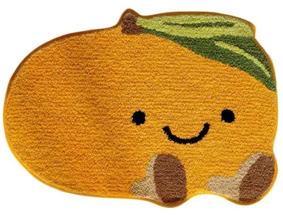 Produktbild von Badezimmerteppich rutschfest saugfähig Zitrone Pfirsich Orange 52x74cm
