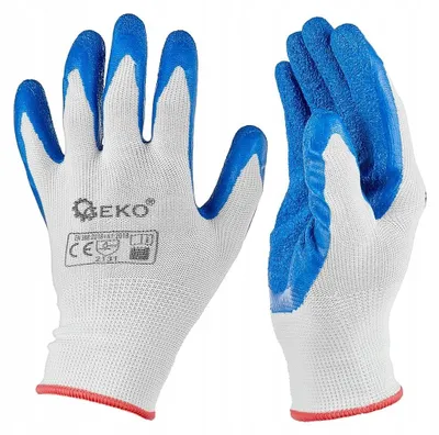 Image de Gants de protection en latex noir et blanc, en polyester, taille 7
