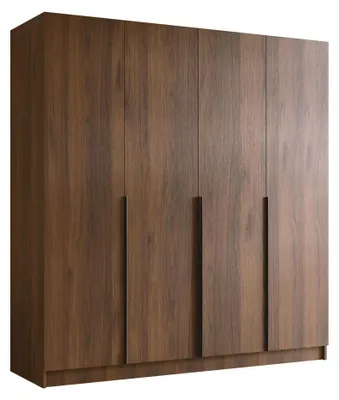 Produktbild von MIRJAN24 Kleiderschrank Santi I, Schlafzimmer, Drehtürenschrank, mit Kleiderstange, Modern, Garderobenschrank, Metallgriffe (Farbe: Nuss Warmia + Schwarz)