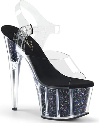 Produktbild von ADORE-708CG Damen Sandale von Pleaser, Transparent Schwarz , EU 42, US 12