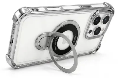 Produktbild von MagSafe Handyhülle für iPhone 11 Transparent Weiß mit Ring Ständer, Magnetische Schutzhülle mit 360° Drehbarer Halterung