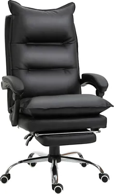 Obrázok produktu pre Kancelárske kreslo 921-335BK, s podnožkou, výškovo nastaviteľné, otočné, umelá koža, čierne, 66 x 72 x 122-130 cm - A