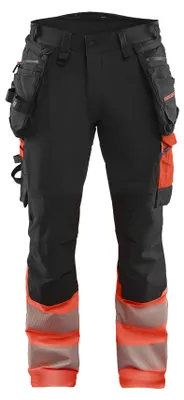 Produktbild von Blakläder High Vis Arbeitshose 4-Wege-Stretch 1125, Farbe:Schwarz/High Vis Rot, Größe:C148