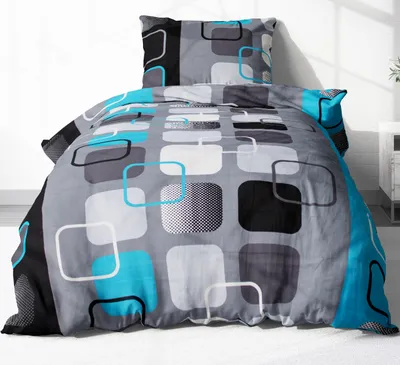Produktbild von 2 tlg.Renforce Bettwäsche 100% Baumwolle 135x200cm Viereck Effekt Türkis Blau