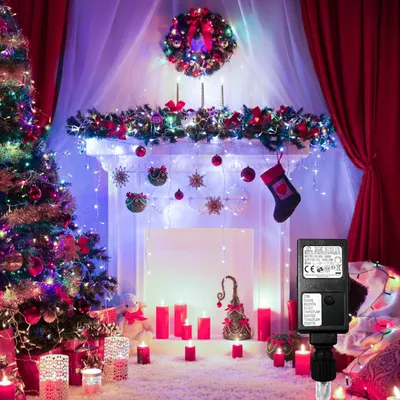 Productafbeelding van Ikodm LED-lichtketting, lichtgordijn met 200 LED's, koelwit, 5 meter, 31V, IP44, 8 modi, geschikt voor ramen en balkon tijdens de kerstperiode