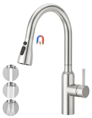 Immagine prodotto di Miscelatore per cucina monocomando, alta pressione, rotazione a 360°, acciaio inossidabile spazzolato